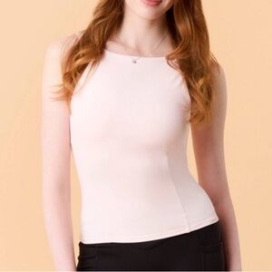 Blogilates Women's Boatneck Crisscross Tank Top Light Pink Large NEW